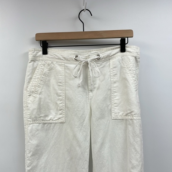 Banana Republic Linen Martin Surplus Mid-Rise Wide Leg Pant Boho Beachy White - Picture 2 of 7